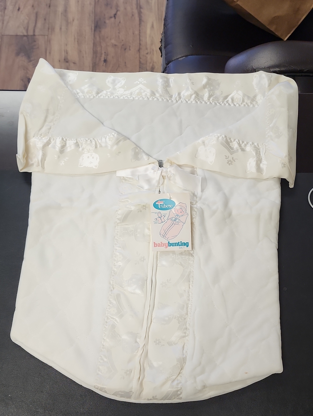 Vintage White Triboro baby bunting.